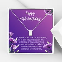 כרטיס יום הולדת 40 שמח ושרשרת - מתנה לה - סט מתנות תכשיטים - [קוביית כסף, כרטיס מתנה סגול רויאל]